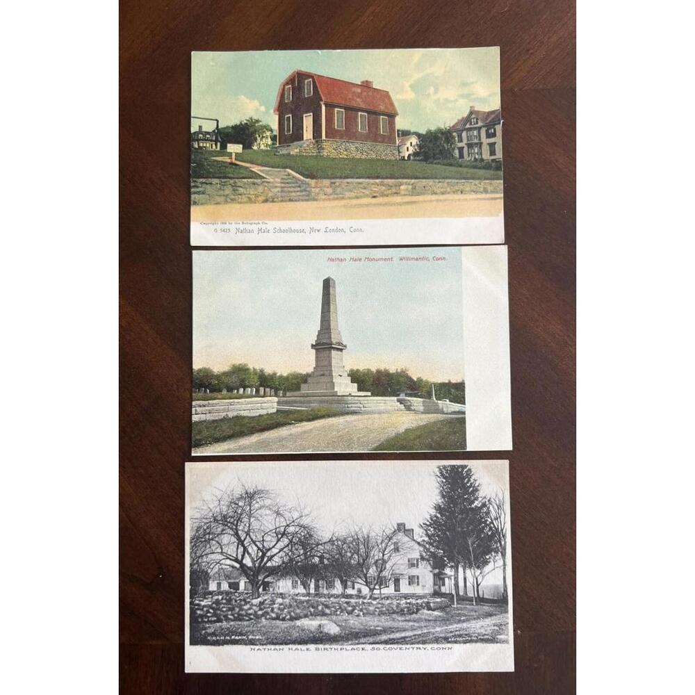 1905 Postcards Nathan Hale Birthplace Schoolhouse Monument RPPC Connecticut